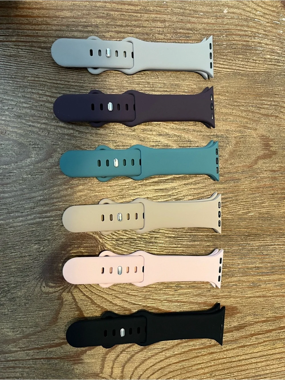 Silicone Apple Watch Band 6 in Black, Pink, and Teal